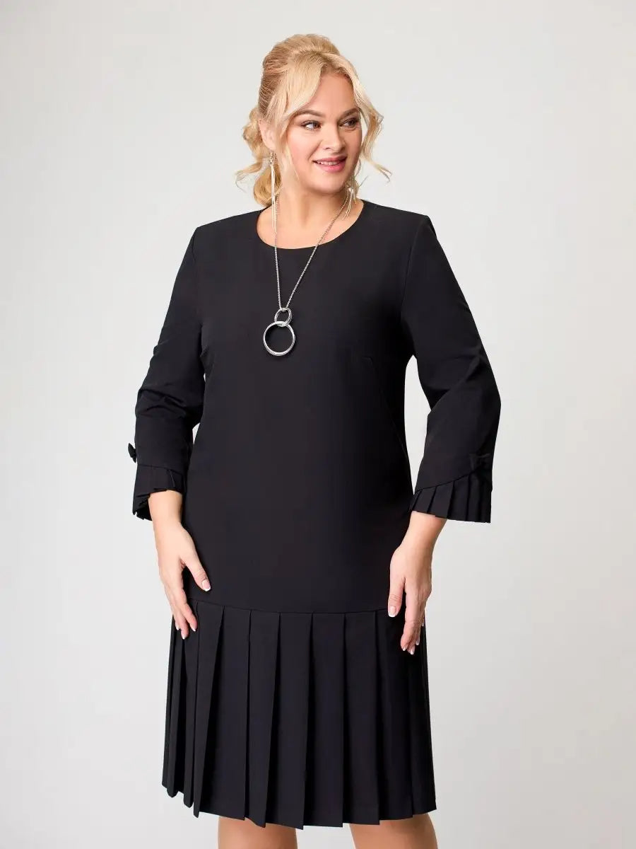 💌 【S-5XL】👗 2024 zimowa nowa wysokiej jakości elegancka sukienka w jednolitym kolorze